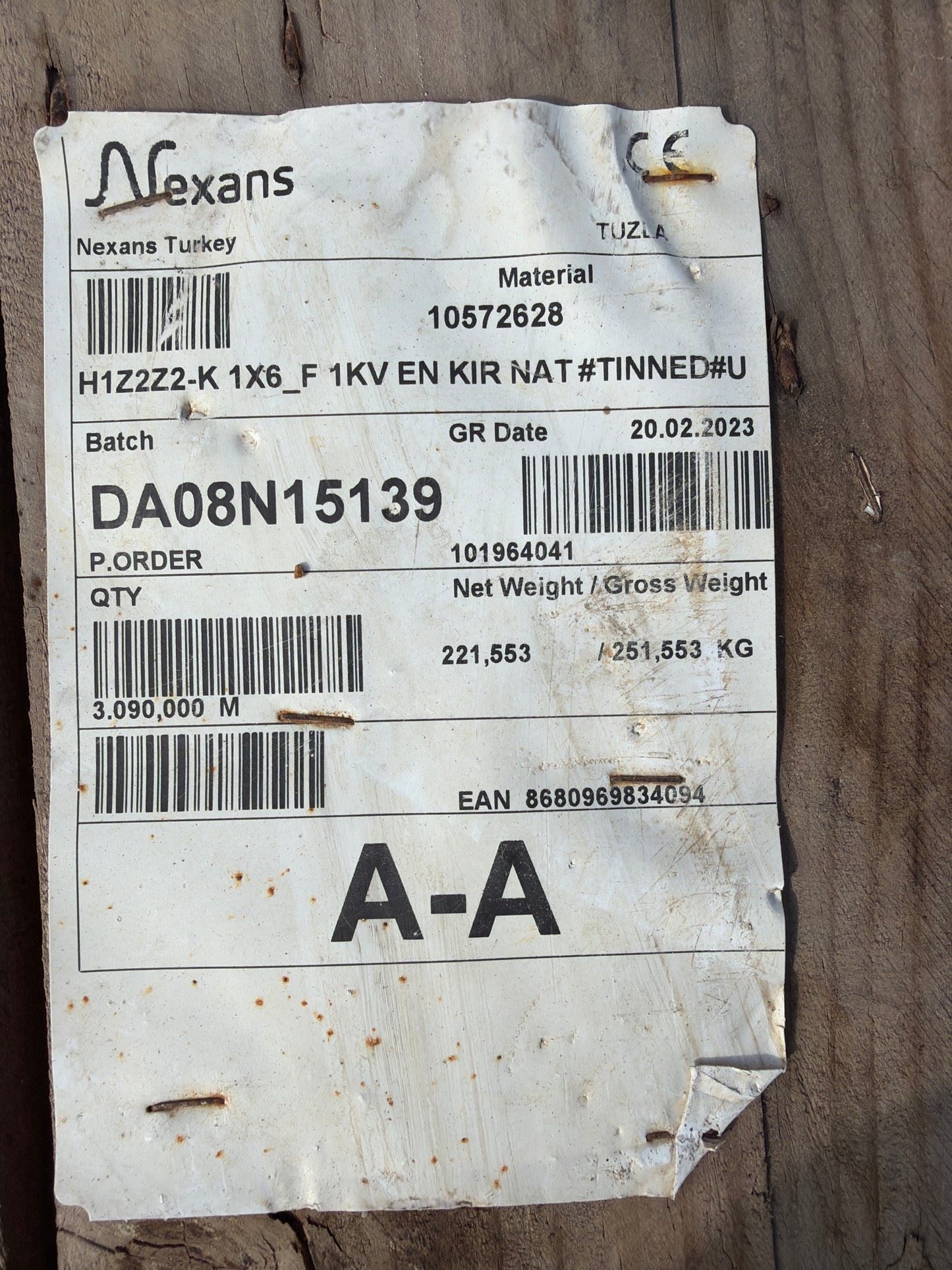 Nexans Solar Kablo 007 1x6 mm2 H1Z2Z2-K-DC Siyah - 540 metre