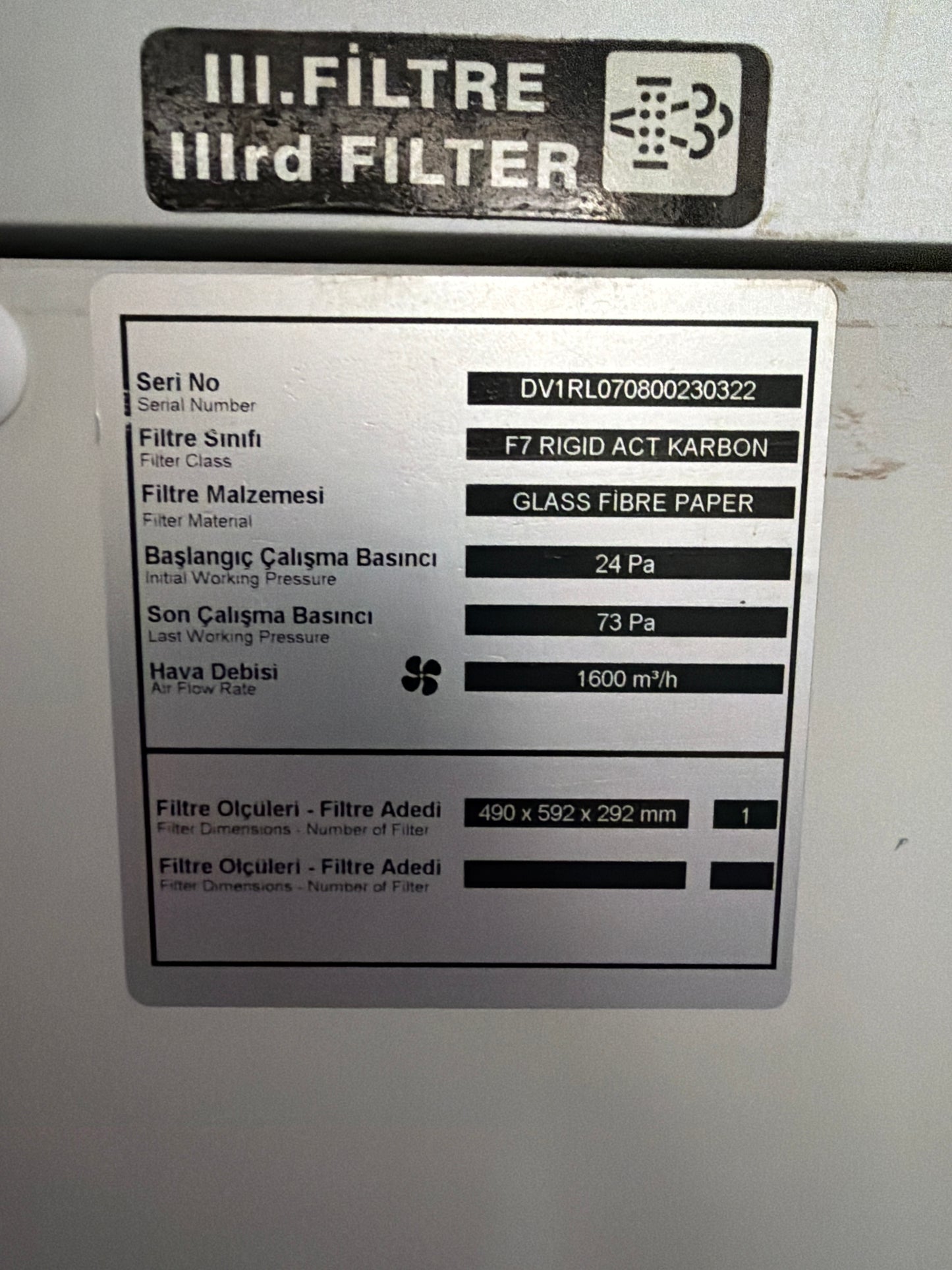 Daikin Vantilatör - Seri No: DV1RL070800230322 Endüstriyel