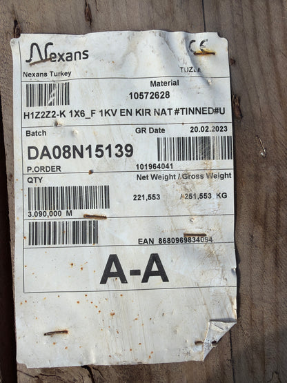 Nexans Solar Kablo 007 1x6 mm2 H1Z2Z2-K-DC Siyah - 540 metre