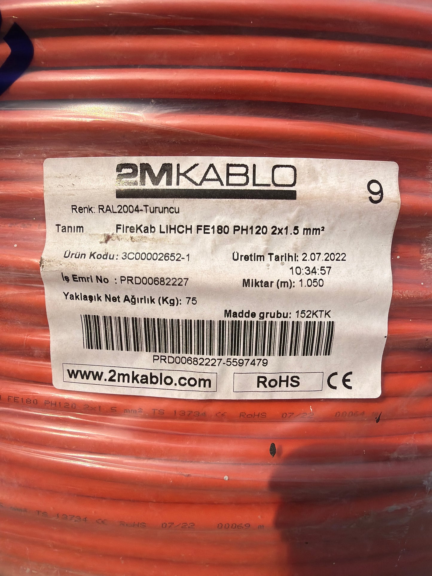 2M Kablo 2x1.5mm - 6.250 metre Elektrik Kablosu