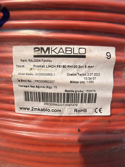 2M Kablo 2x1.5mm - 6.250 metre Elektrik Kablosu