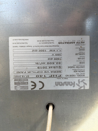 Fansan Sera Çiftlik Fanı 1.1 kW 40.500 m³/h – 4 Adet – İkinci El