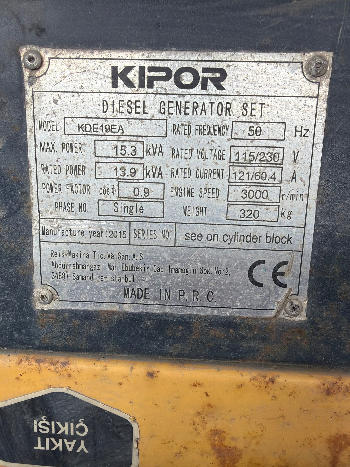 Kipor KDE19EA Jeneratör - 320 kg Profesyonel Seri 15.3 Kva