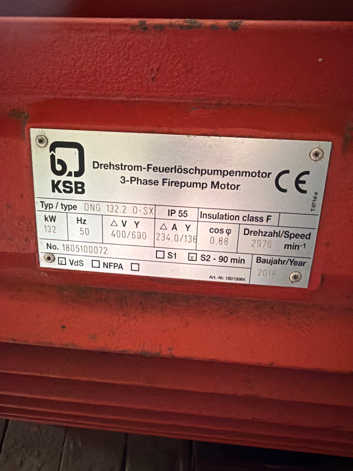 KSB DNG 132.2 Yangın Pompası Motoru - 2018 Model 132 kW