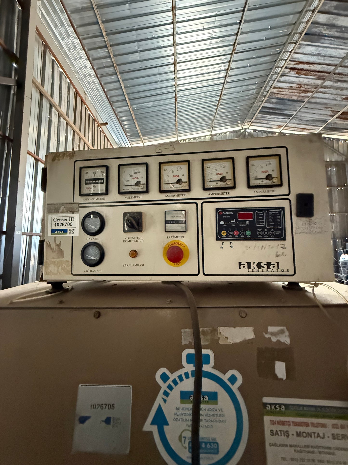 Aksa 1625 kVA Jeneratör - Cummins Motor 490 Saat + Transfer Panosu