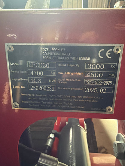 JAC CPCD30 Forklift 3 Ton - 2025 Model Sıfır 3000 kg Kapasite