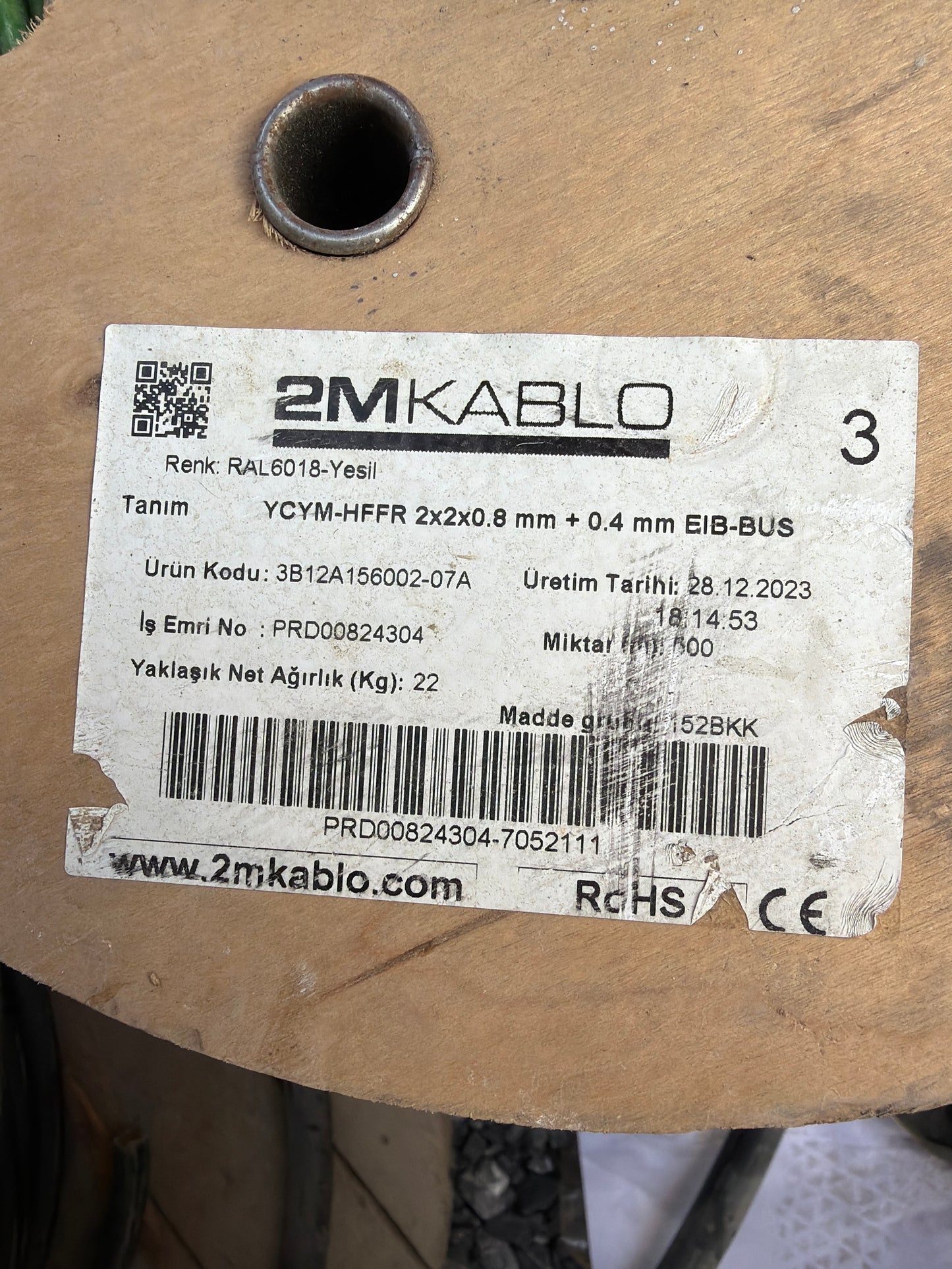 2M Kablo 2x2x0.8mm Yeşil - Ürün Kodu: 3B12A156002-07A