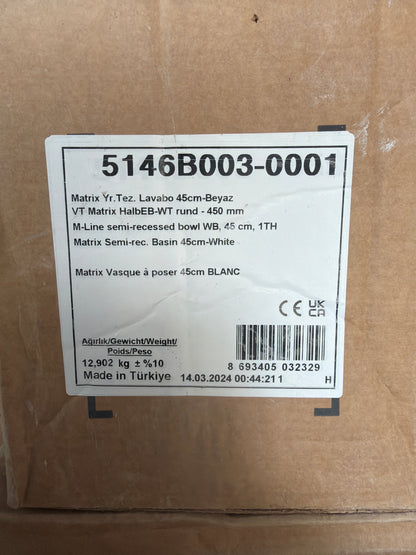 Vitra Lavabo 45 cm Beyaz - 5146B003-0001 Banyo Donanımı