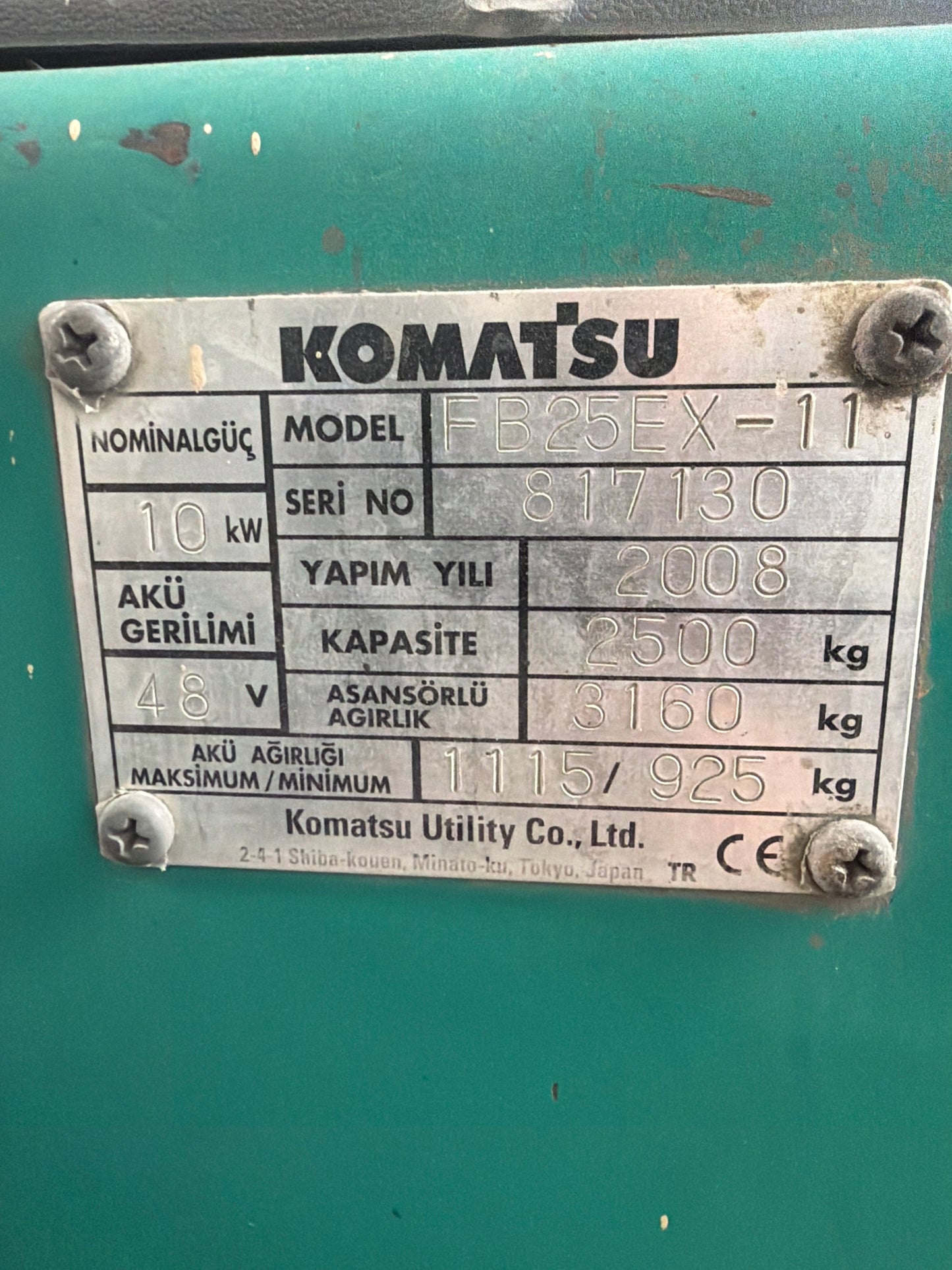2.5 Ton Duplex Komatsu Akülü Forklift - İkinci El Şantiye Ekipmanı
