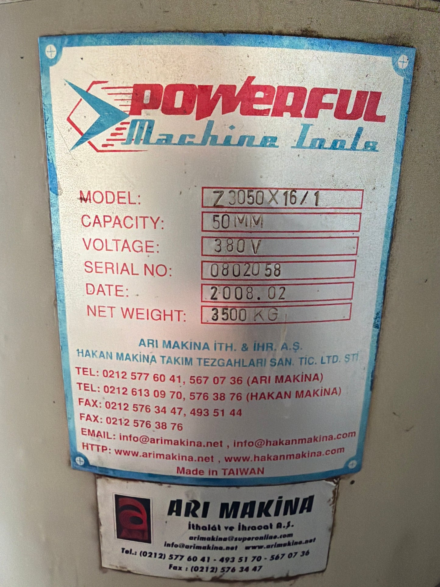 Enola Z3050x16/1 Radyal Matkap Tezgahı – 50mm – 380V – İkinci El