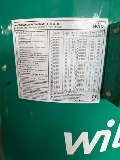 Wilo LRS 10 Bar Dikey Genleşme Tankı – 2015 Model – İkinci El